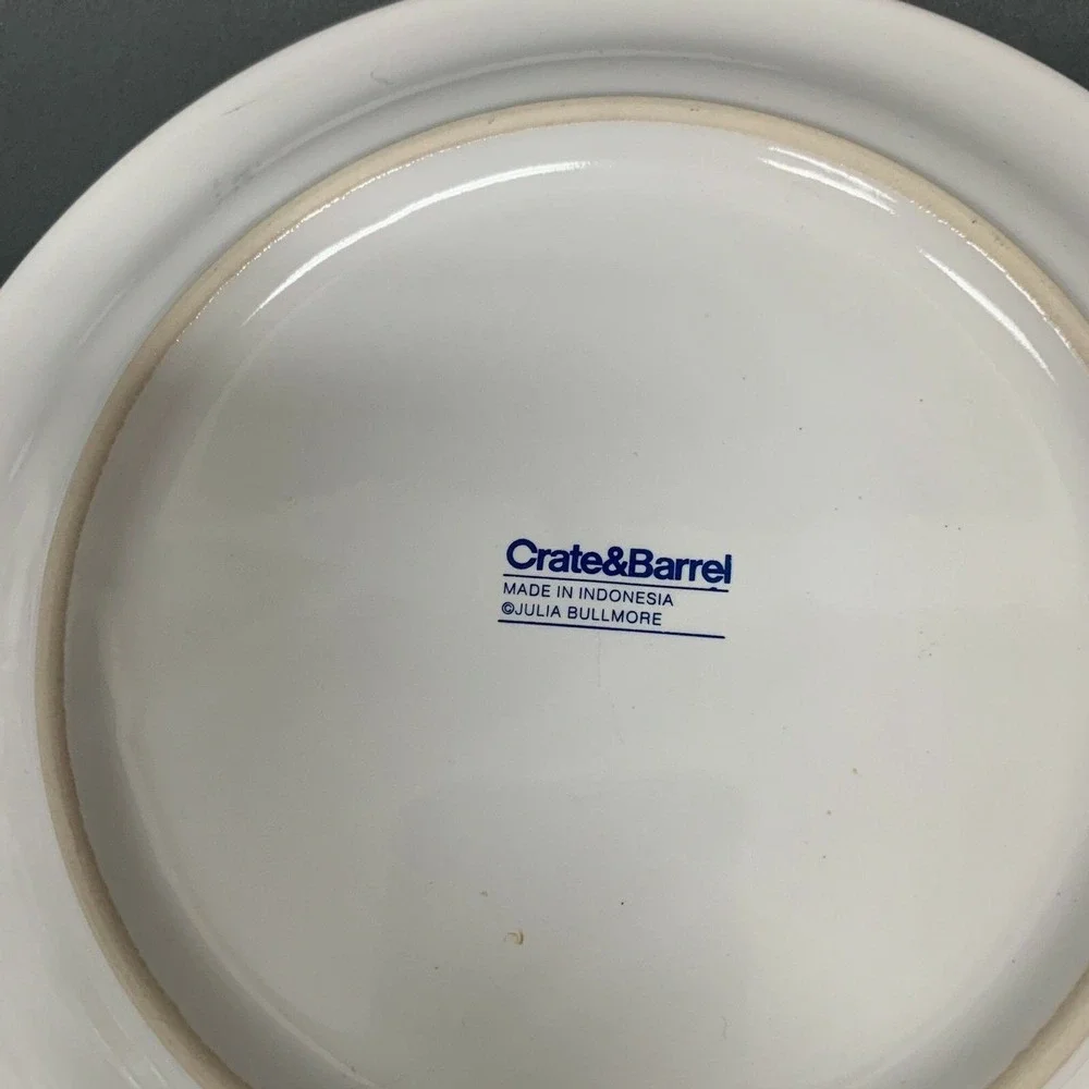 Crate & Barrel‎ Christmas Salad Plates Mugs Designed By Julia Bullmore VGUC